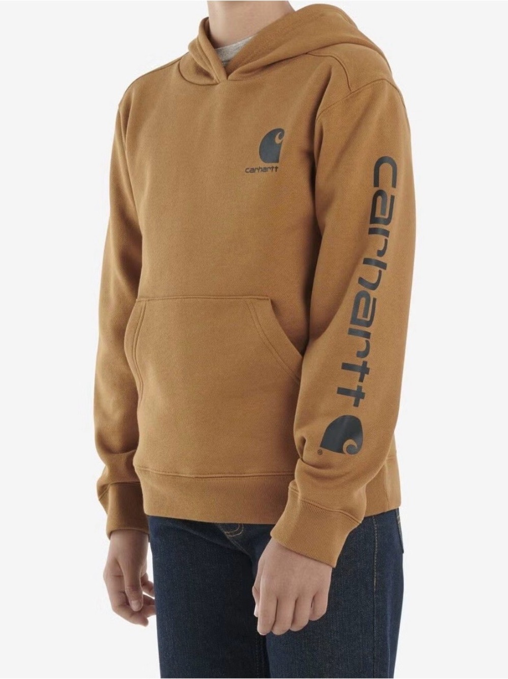 Carhartt Kids Crewneck Hoodie in Brown with Black Logo